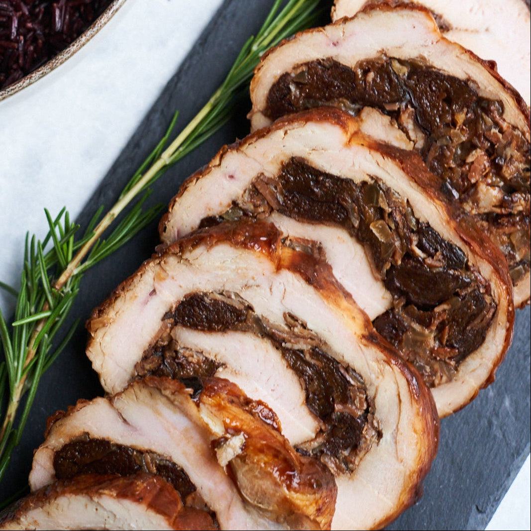 Lomo de cerdo relleno con pimientos y manzana (6 personas)