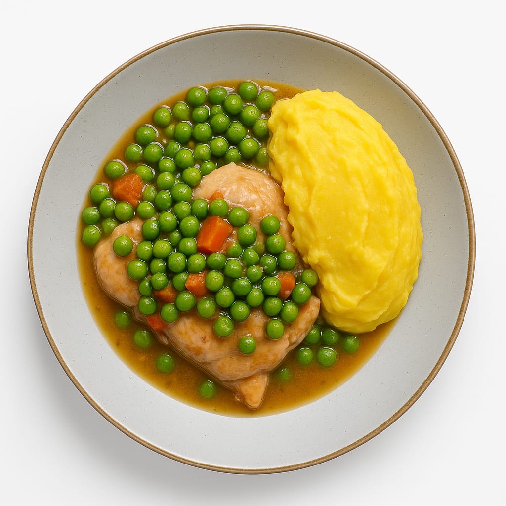 Pollo Arvejado con Puré